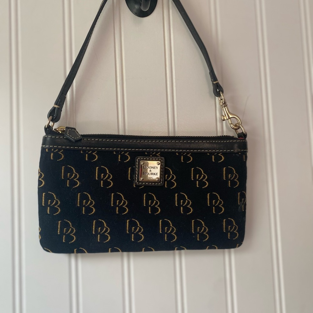 Dooney & Bourke Black and Gold Wristlet